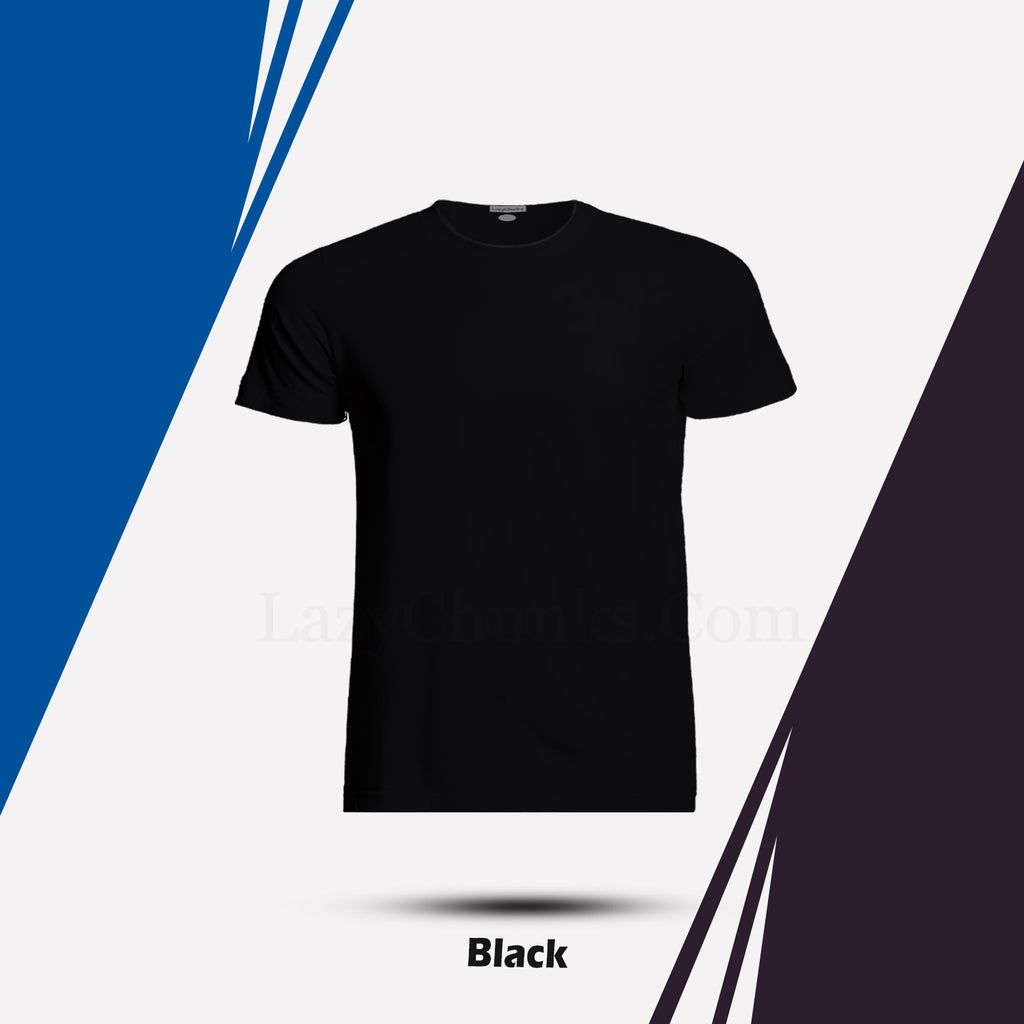 Round Neck Black Half Sleeves plain T-Shirt By LazyChunks