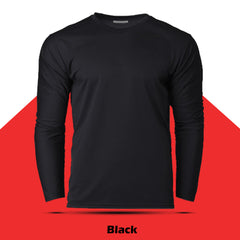 Black Round Neck Plain Full Sleeve T shirt by LazyChunks