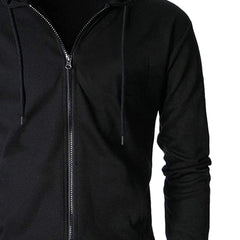 Regular Fit Men's Solid Black Zipper Hooded Jacket Sweatshirt By LazyChunks