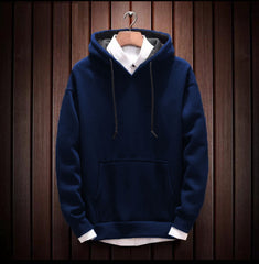 Hoodie Cotton Full Sleeve Navy Blue Kangaroo Hoodie Jacket for Men by LAZYCHUNKS
