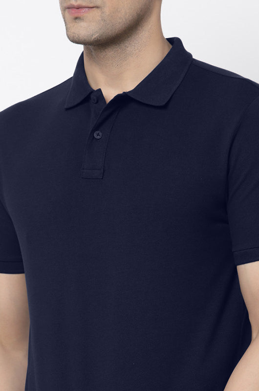 Navy Blue Polo T Shirt By Lazychunks