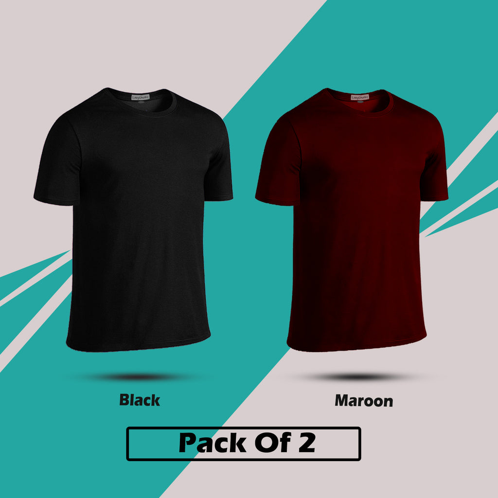 Round Neck T Shirts Combo (Pack of 2) by LazyChunks (Different Colors)