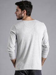 Melange Grey Henley Full sleeves cotton t shirt by LazyChunks - Lazychunks.com