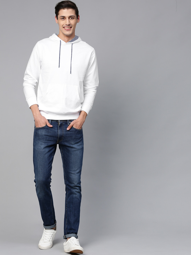 Hoodie Cotton Full Sleeve White Kangaroo Sweatshirt Hoodie Jacket for Men by LAZYCHUNKS