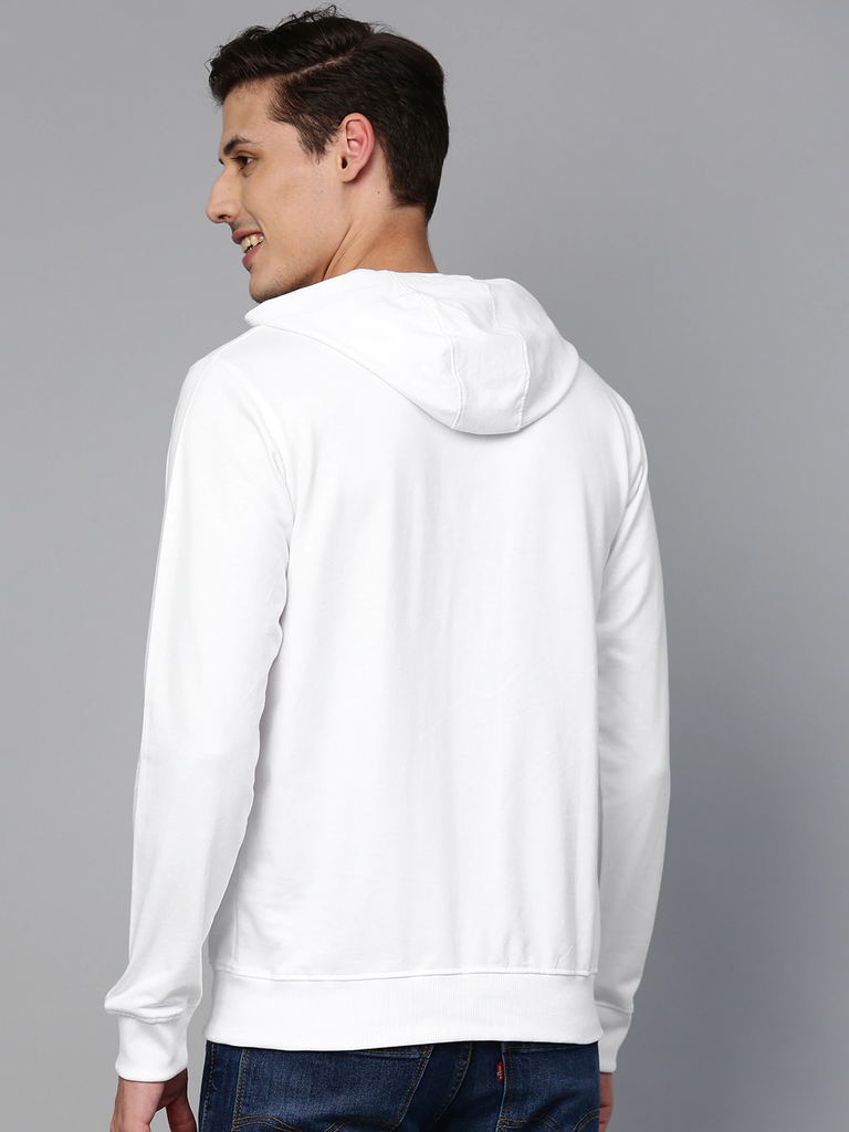 Hoodie Cotton Full Sleeve White Kangaroo Sweatshirt Hoodie Jacket for Men by LAZYCHUNKS