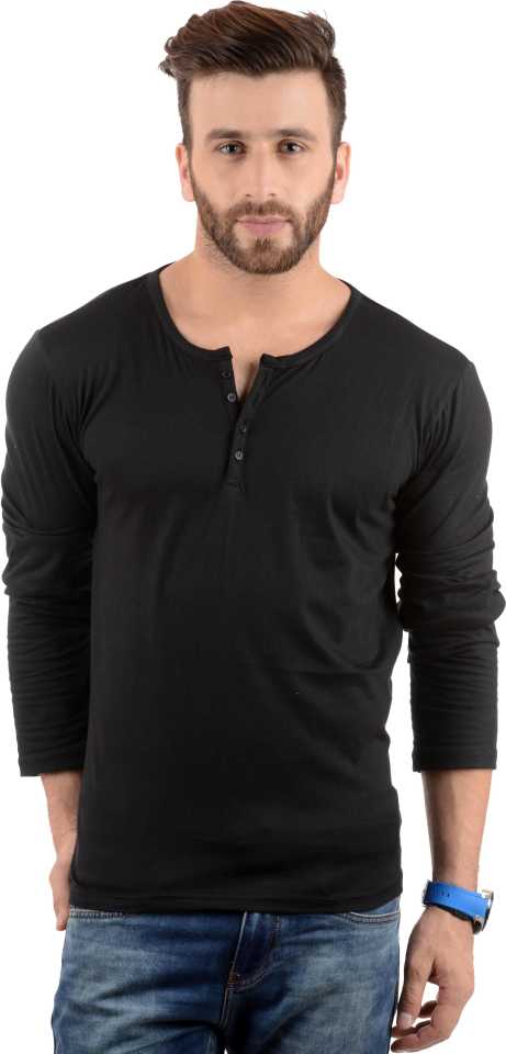 Cotton Full Sleeve Henley Neck Combo T-Shirt, (Pack of 4) T Shirt For Man by LAZYCHUNKS.