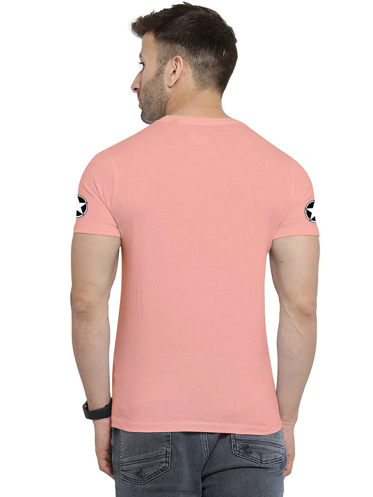 Loch Pink Round Neck Half Sleeve Printed T Shirts For Men by LAZYCHUNKS