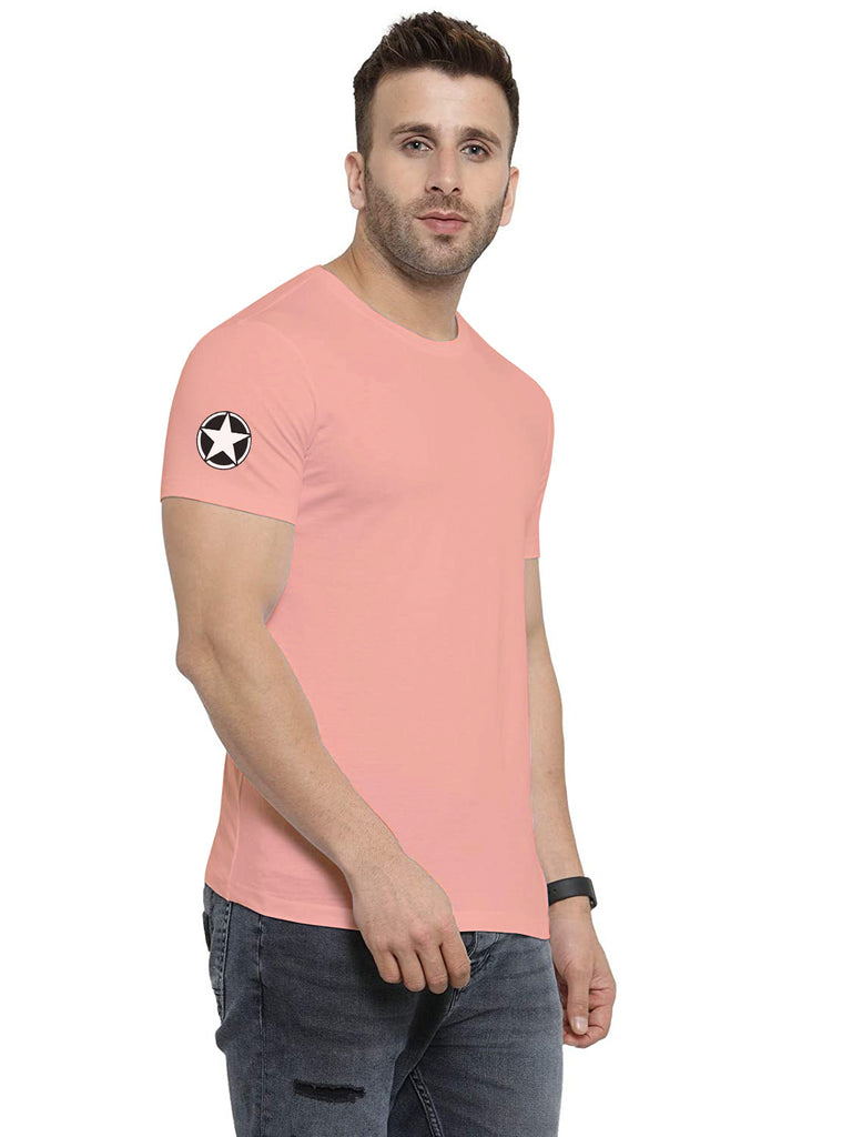 Loch Pink Round Neck Half Sleeve Printed T Shirts For Men by LAZYCHUNKS