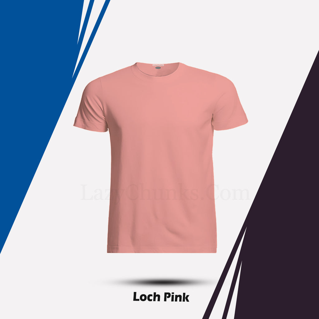 Loch Pink Round Neck Half Sleeve Plain T Shirt By LAZYCHUNKS