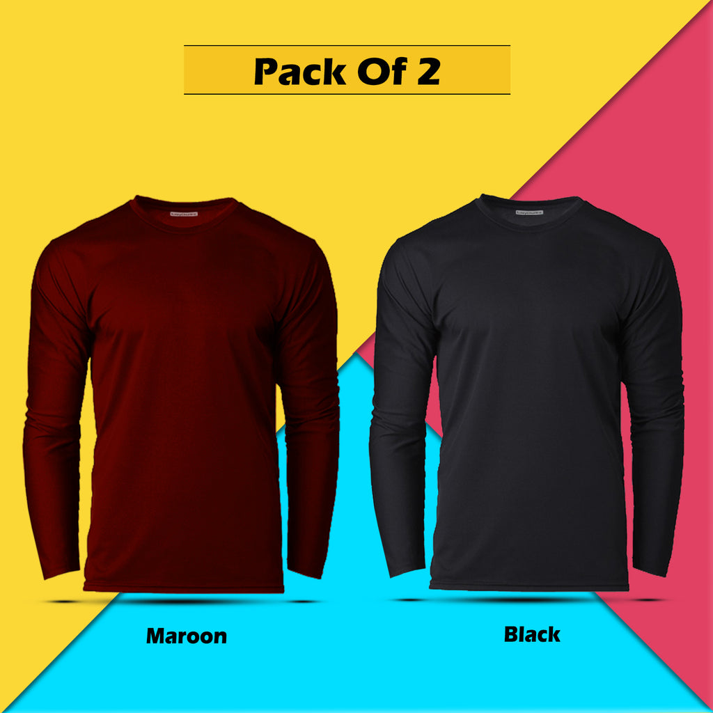 Round Neck Plain Full Sleeve T shirt For Men Combo (Pack Of 2) By LazyChunks (All Colors)