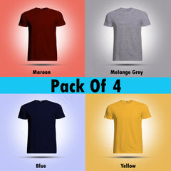Round Neck T Shirt  Combo (Pack Of 4) By LazyChunks ( All Colors )