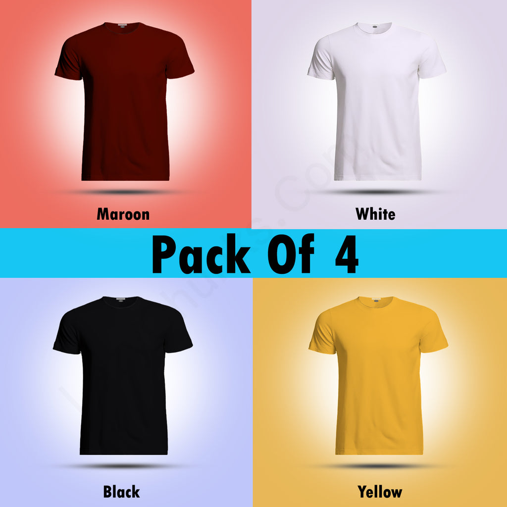 Round Neck T Shirt  Combo (Pack Of 4) By LazyChunks ( All Colors )