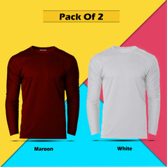Round Neck Plain Full Sleeve T shirt For Men Combo (Pack Of 2) By LazyChunks (All Colors)
