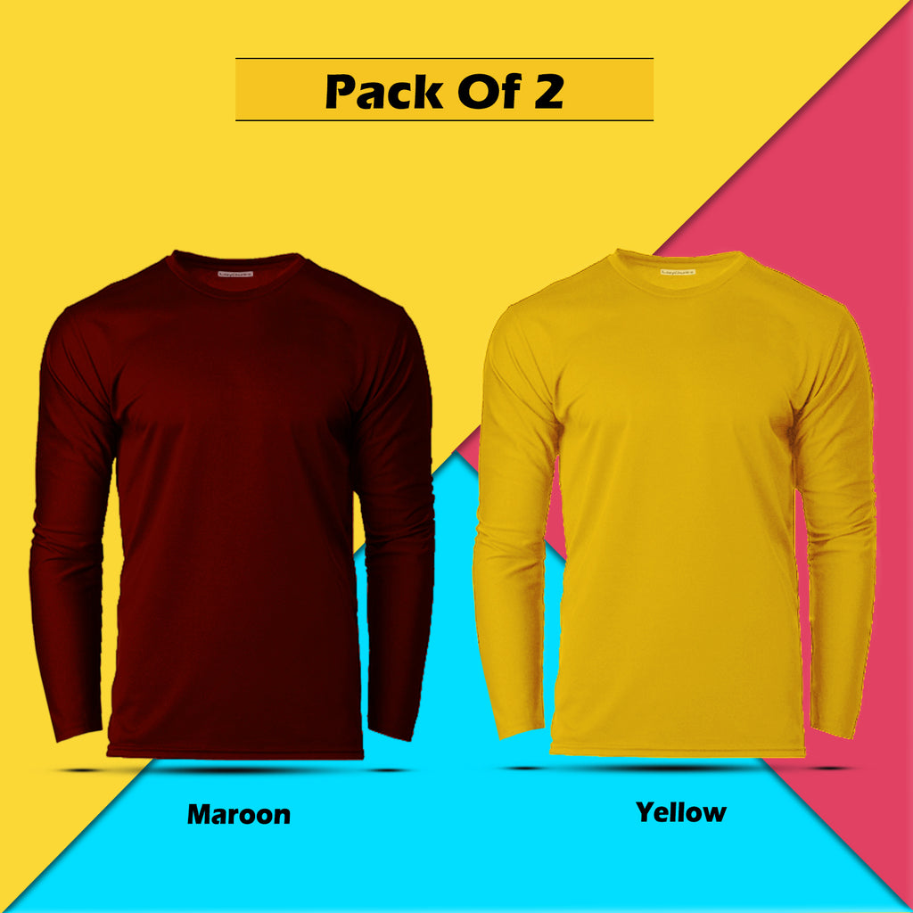 Round Neck Plain Full Sleeve T shirt For Men Combo (Pack Of 2) By LazyChunks (All Colors)