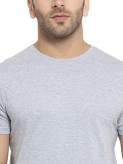 Regular Fit Men's Melange Grey Half Sleeves Round Neck Cotton Plain Tshirt By LazyChunks