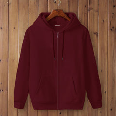 Full Sleeve Maroon Cotton Zipper Jacket For Men By LAZYCHUNKS