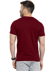Round Neck Maroon Half Sleeves Plain T-Shirt By LazyChunks