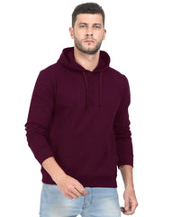 Solid Maroon Cotton Blend Kangaroo Hoodies Sweatshirt By LazyChunks