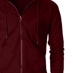 Regular Fit Men's Solid Maroon Zipper Jacket Hoodies Sweatshirt By LazyChunks