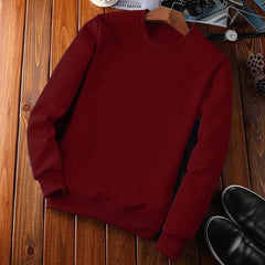 Round Neck Full Sleeves Maroon Sweatshirts By LAZYCHUNKS