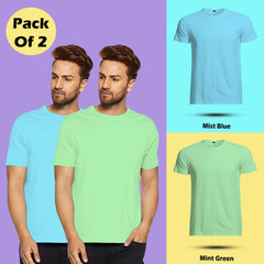 Round Neck Half Sleeve Plain T Shirt Combo By LAZYCHUNKS (Pack of 2)