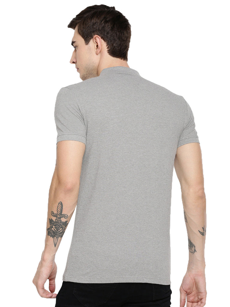 Melange Grey Polo T Shirt By Lazychunks