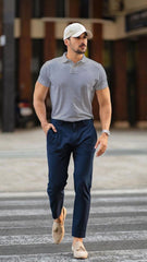 Melange Grey Polo T Shirt By Lazychunks
