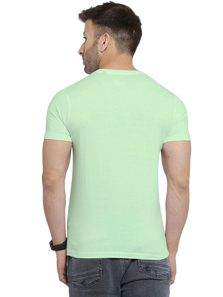Round Neck Half Sleeves Regular Fit Men's Mint Green Cotton Tshirt By LazyChunks