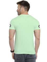 Mint Green Round Neck Half Sleeve Printed T Shirts For Men by LAZYCHUNKS