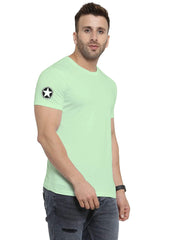 Mint Green Round Neck Half Sleeve Printed T Shirts For Men by LAZYCHUNKS