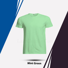 Mint Green Round Neck Half Sleeve Plain T Shirt By LAZYCHUNKS