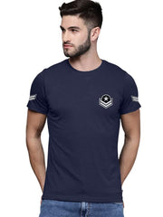 Navy Blue Trending Printed Cotton T Shirt For Men by LAZYCHUNKS
