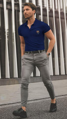 Printed Polo Collar Half sleeves t-shirt by Lazychunks - Lazychunks.com