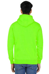 Neon Green Solid Cotton Relaxed Fit Hooded Sweatshirt Hoodies By LazyChunks