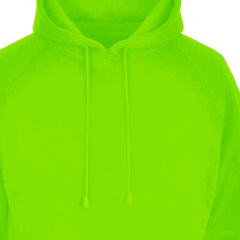 Regular Fit Men's Solid Neon Green Cotton Blend Hooded Kangaroo Sweatshirt