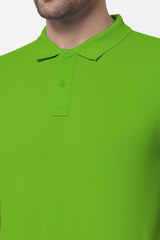 Neon Green Polo Neck Tshirt For Men By LazyChunks