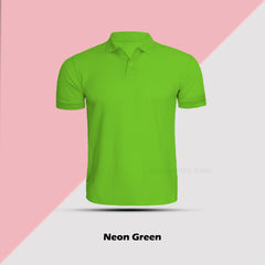 Neon Green Polo Neck Tshirt For Men By LazyChunks
