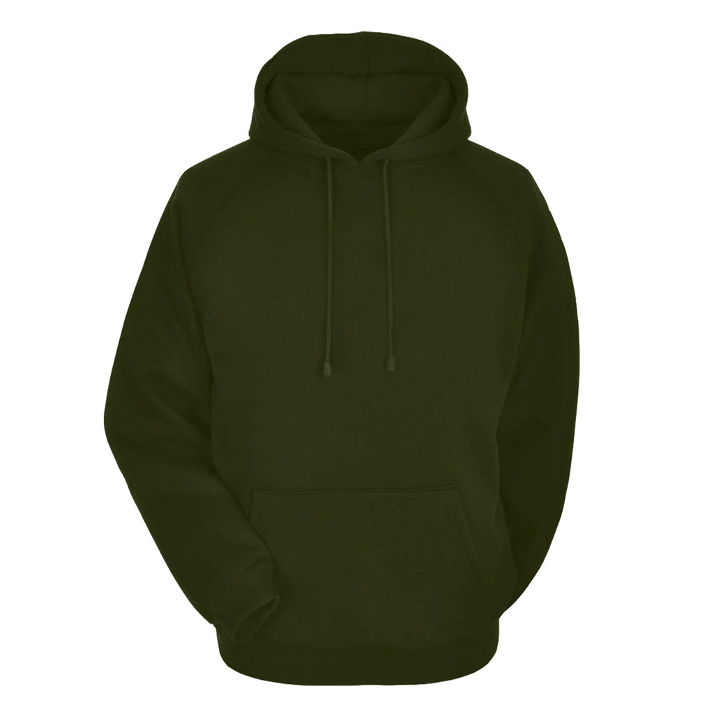 Men's Relaxed Fit Solid Olive Green Sweatshirt Kangaroo Hoodies By LazyChunks