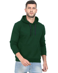 Solid Olive Green Cotton Kangaroo Hoodie Sweatshirt By LazyChunks