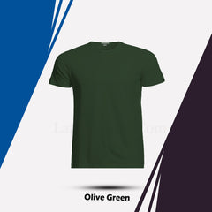 Olive Green Round Neck Half Sleeve Plain T Shirt By LAZYCHUNKS