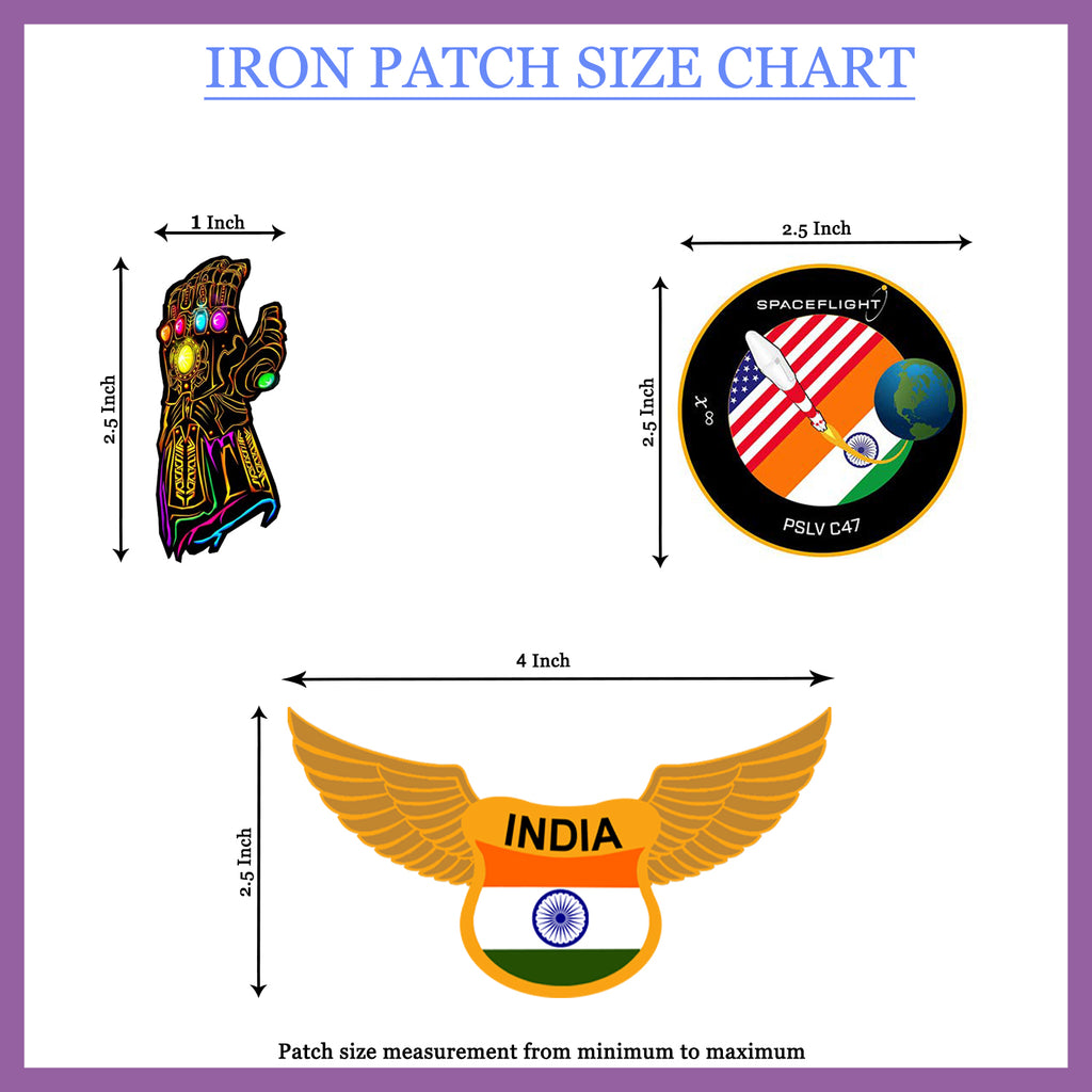 Indian Flag Printed Iron Patches for Clothes and Fabric By LazyChunks  (Pack of 7)