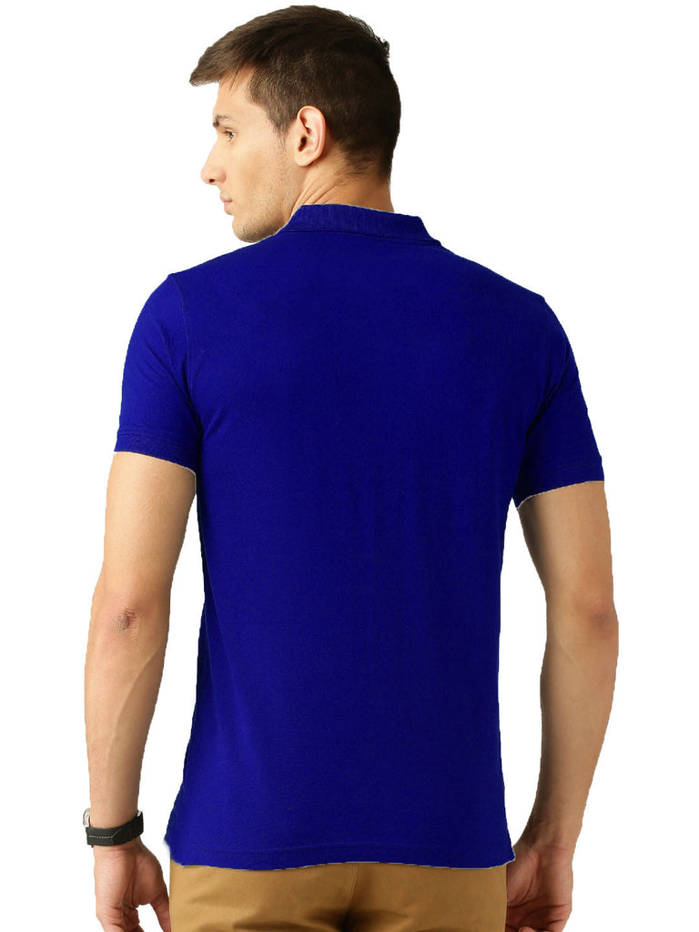 Royal Blue Polo Neck Tshirt For Men By LazyChunks