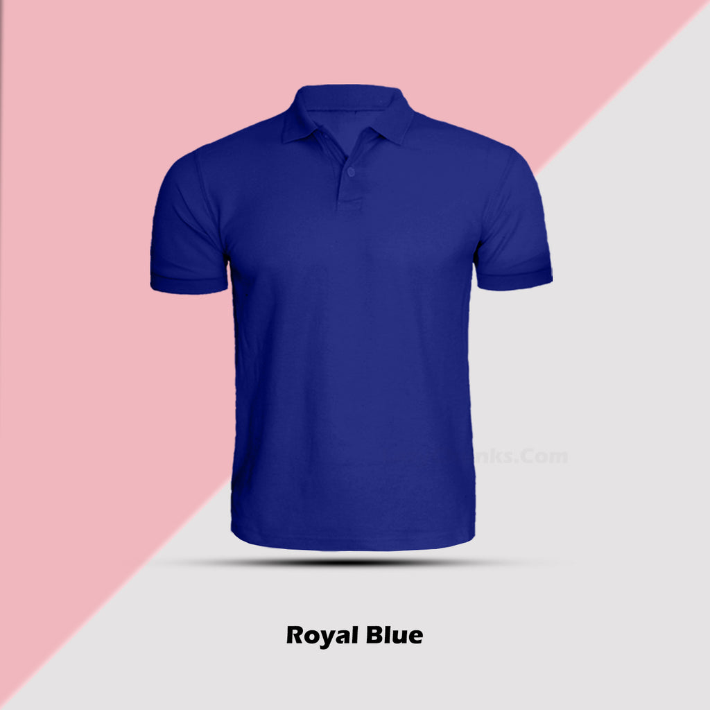 Royal Blue Polo Neck Tshirt For Men By LazyChunks
