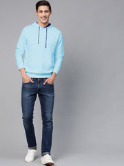 Hoodie Cotton Full Sleeve Sky Blue Kangaroo Sweatshirt Hoodie Jacket for Men by LAZYCHUNKS