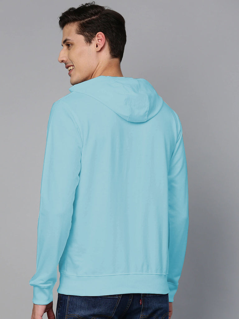Hoodie Cotton Full Sleeve Sky Blue Kangaroo Sweatshirt Hoodie Jacket for Men by LAZYCHUNKS