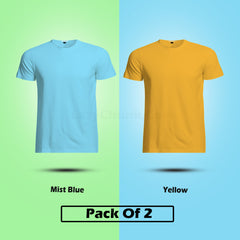 Cotton Round Neck Half Sleeve Plain T Shirt Combo (Pack Of 2) By LAZYCHUNKS