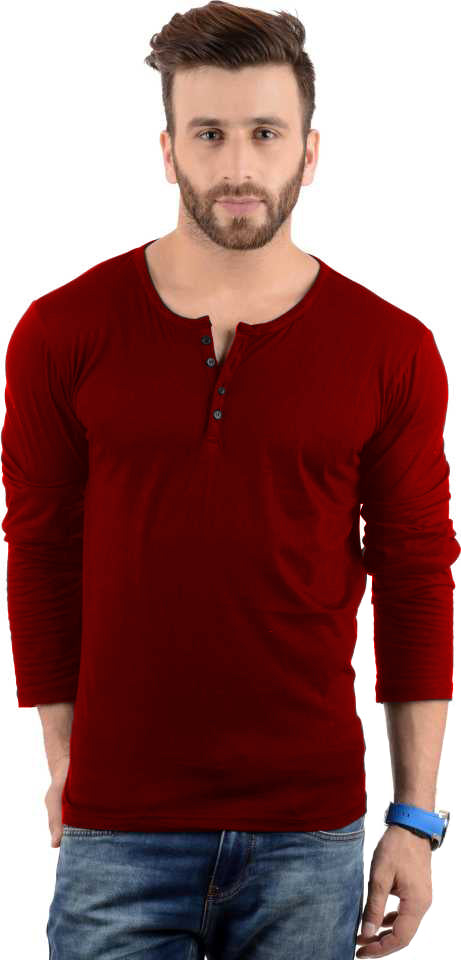 Cotton Full Sleeve Henley Neck Combo T-Shirt, (Pack of 4) T Shirt For Man by LAZYCHUNKS.