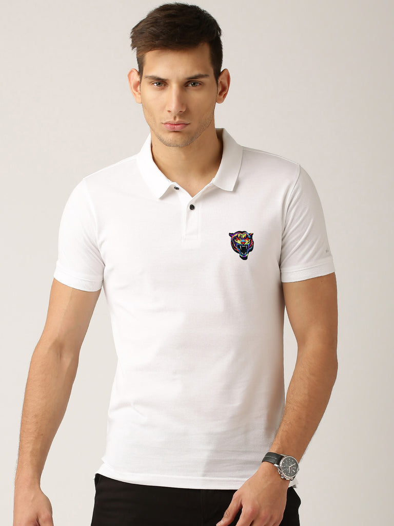 Printed Polo Collar Half sleeves t-shirt by Lazychunks