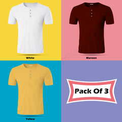 Henley Half Sleeve T Shirt Combo (Pack of 3) By LazyChunks (All Colors)