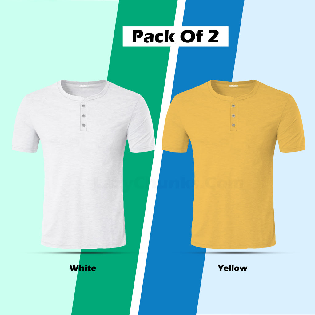 Henley Half Sleeve T Shirt Combo (Pack of 2) By LazyChunks (All Colors)